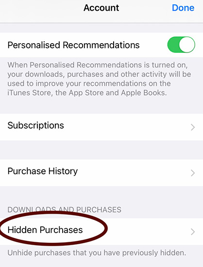 steps to unhide apps in appstore